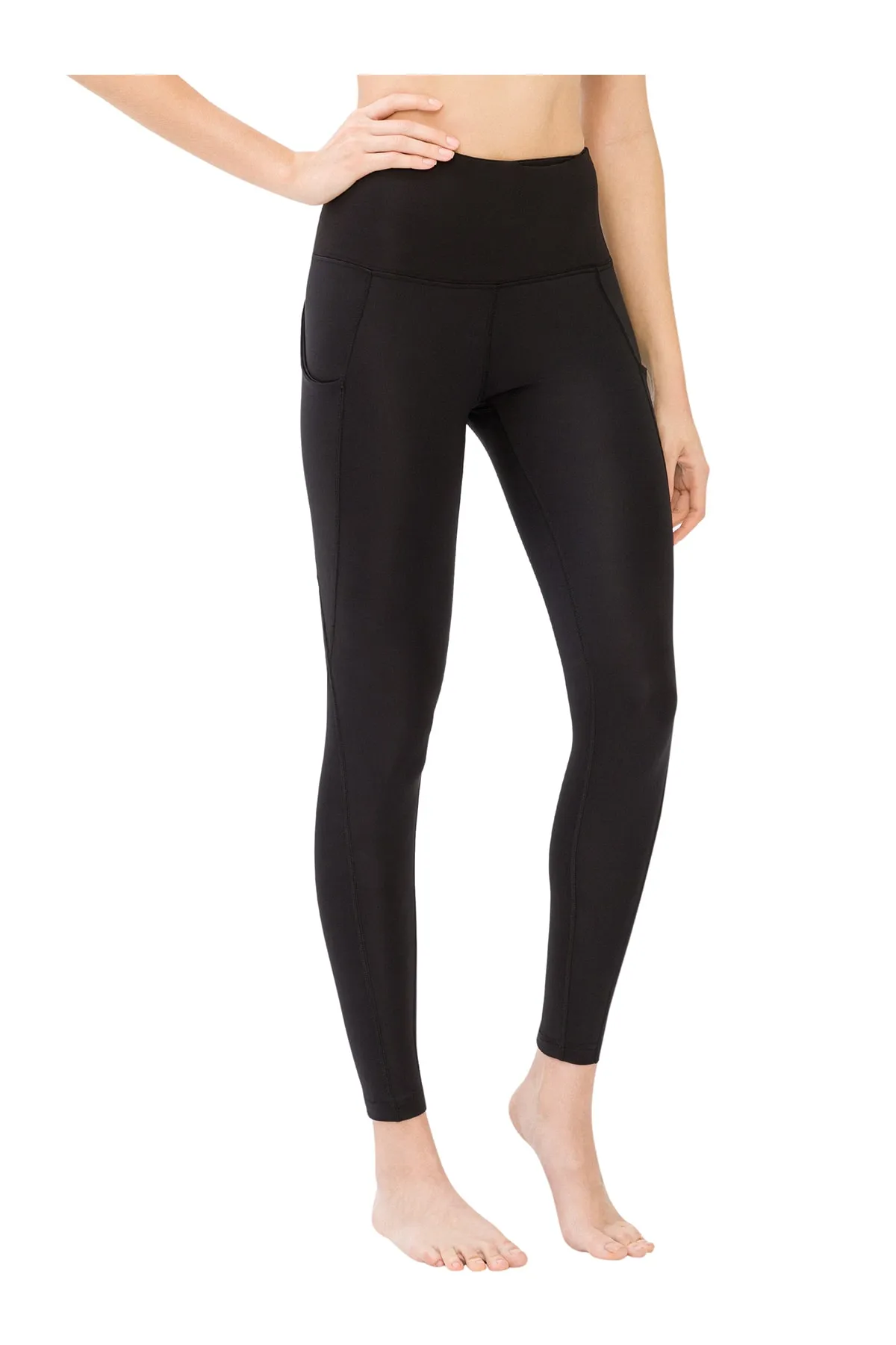 LOS OJOS  Schwarze, kompakte Sport-Leggings mit hoher Taille und doppelter Tasche für Damen