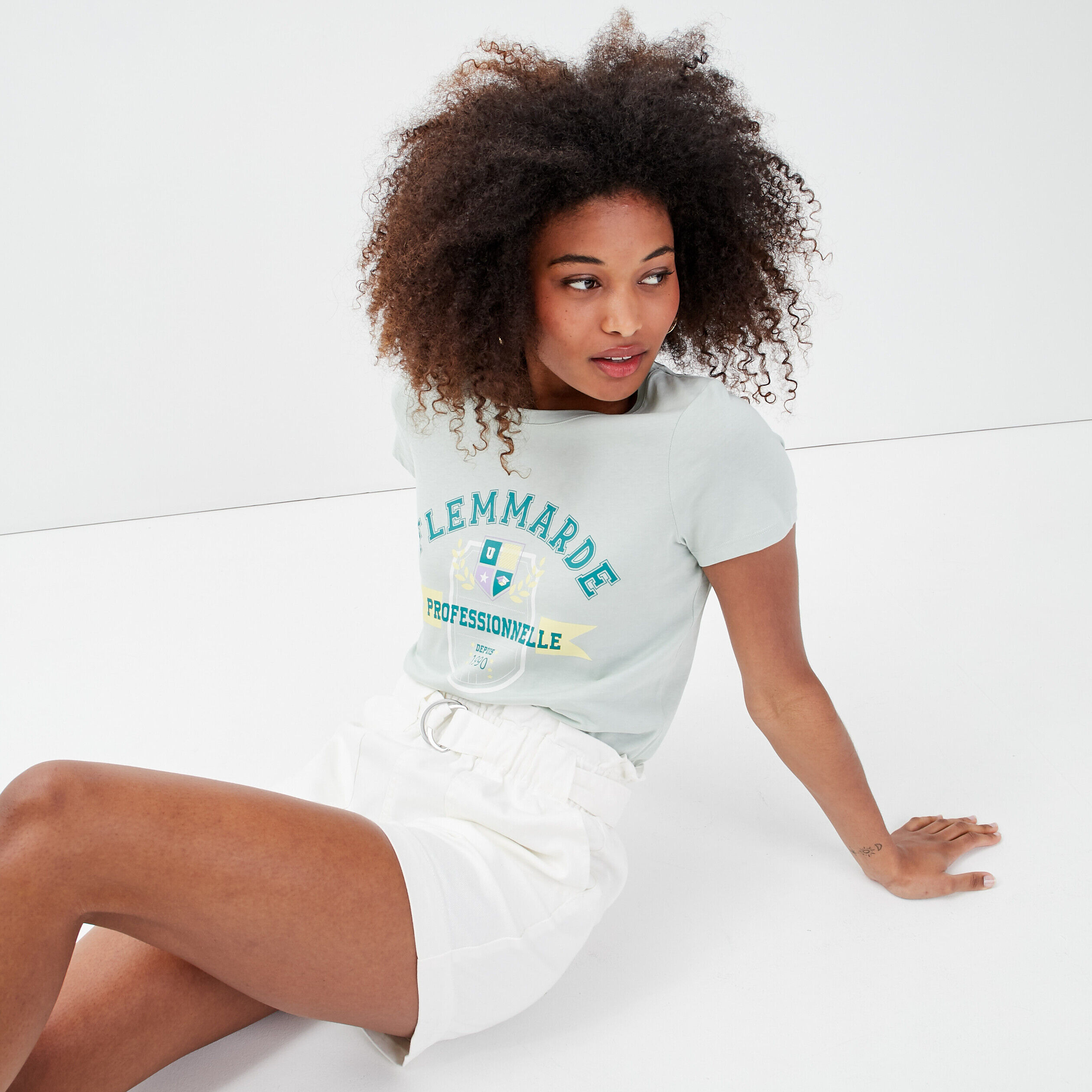 T-shirt manches courtes vert clair femme | Cache Cache