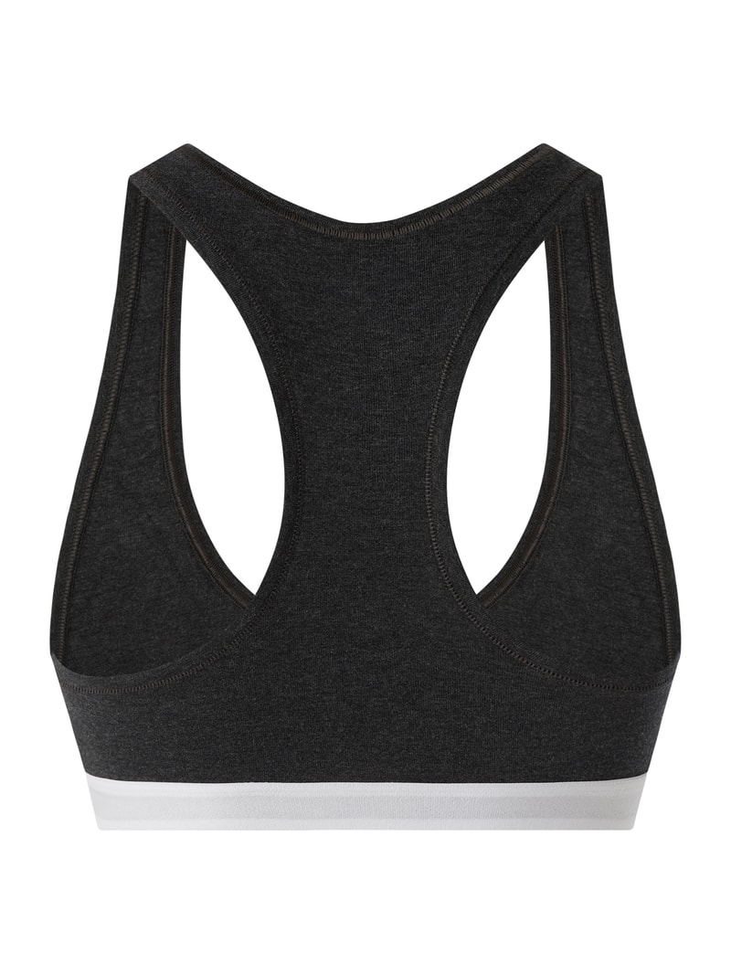 Bustier mit Logo-Bund in anthrazit meliert