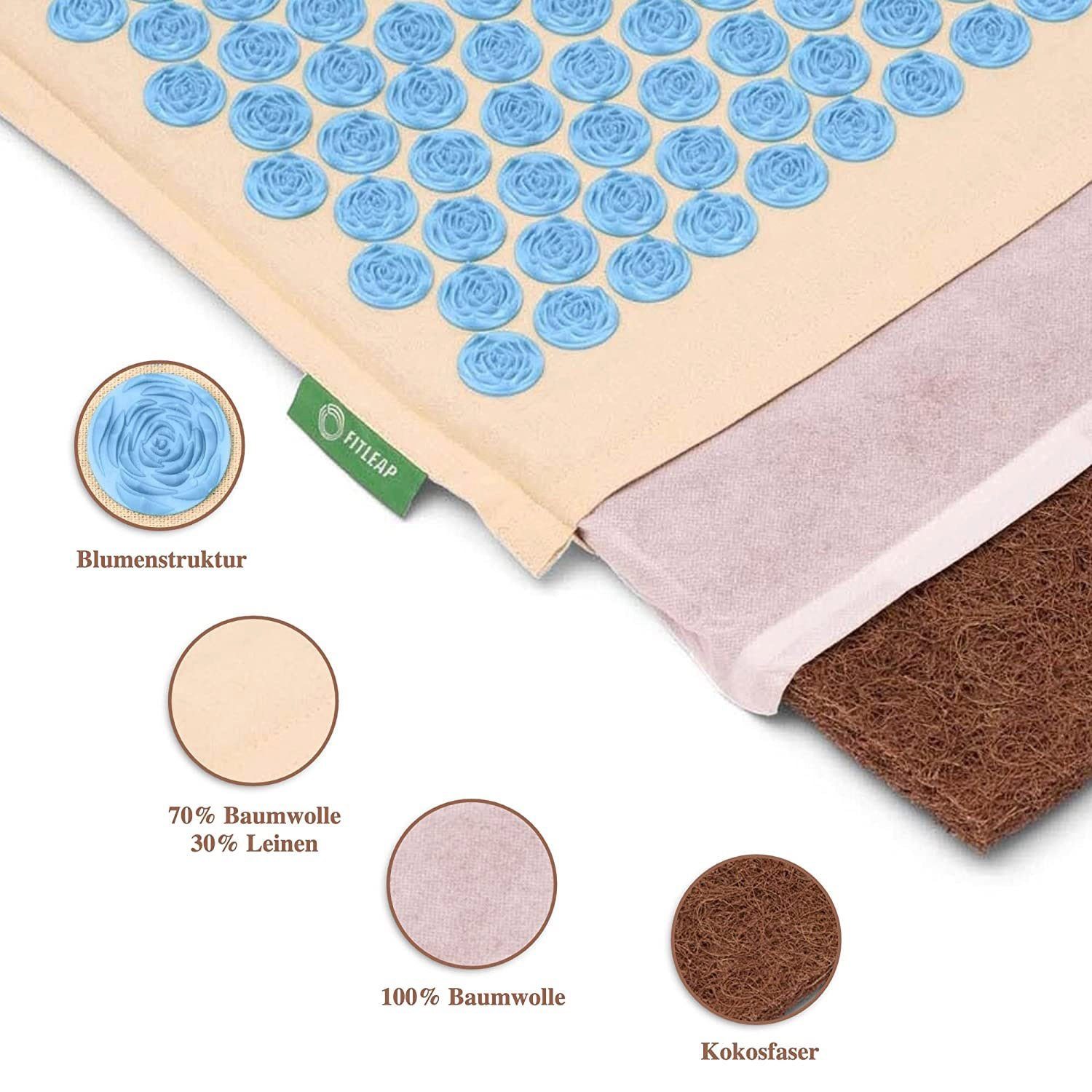 Fitleap Akupressurmatte Fitleap Akupressurmatte-Set mit Kissen + Tasche, Massage-Matte zur wo…