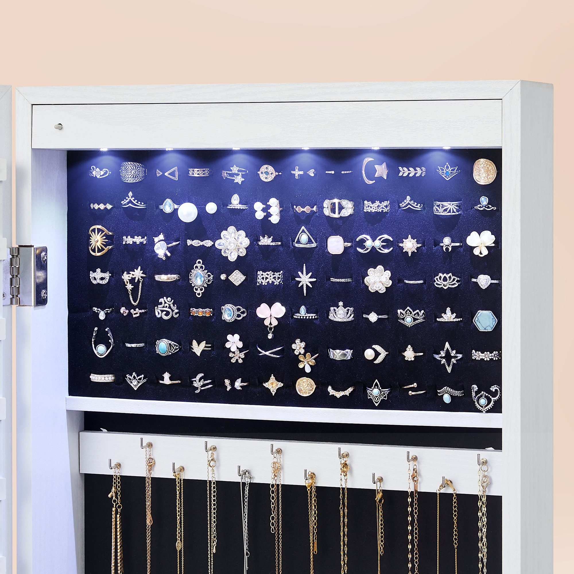 SONGMICS Schmuckschrank Spiegelschrank mit LED Beleuchtung and Spiegel
