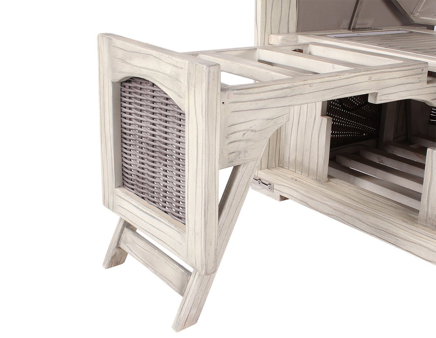 bene living Strandkorb Ammersee Mahagoni - Koboo washed grey - Modell 505, BxTxH: 125x80x165 cm, Volllieger ca. 175 Grad, Ostsee-Strandkorb, inkl. Liftersystem und Bullaugen
