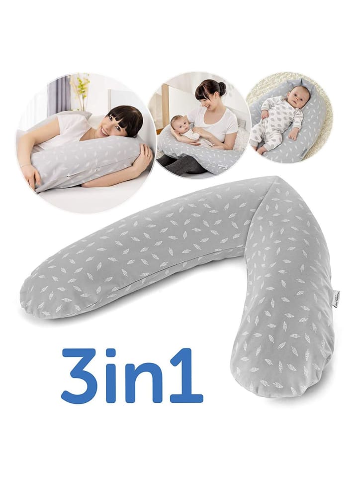 Theraline Stillkissen Das Original 190 cm - Leaves - Grau in grau günstig kaufen onesize