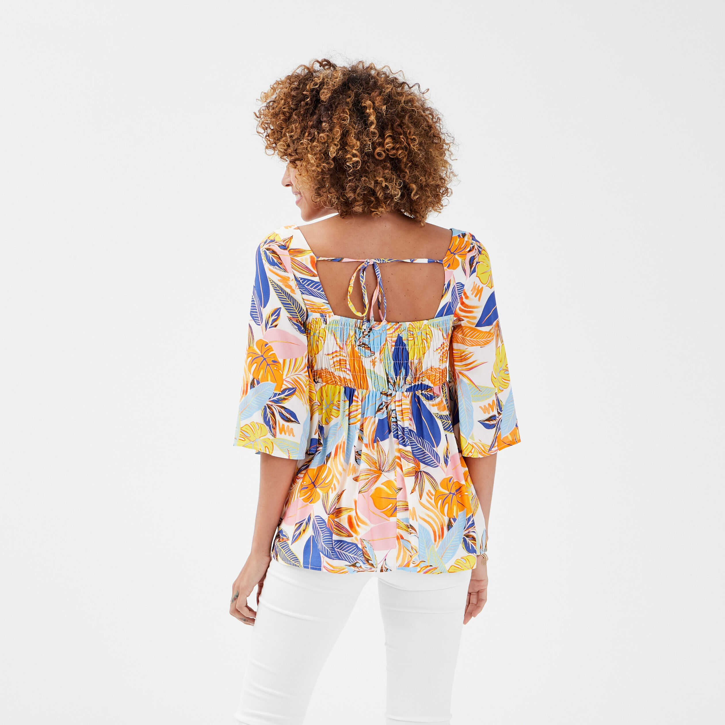 Blouse manches 3/4 blanc femme | Cache Cache