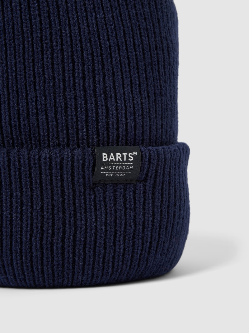Beanie mit Label-Detail Modell 'KINABALU' in dunkelblau