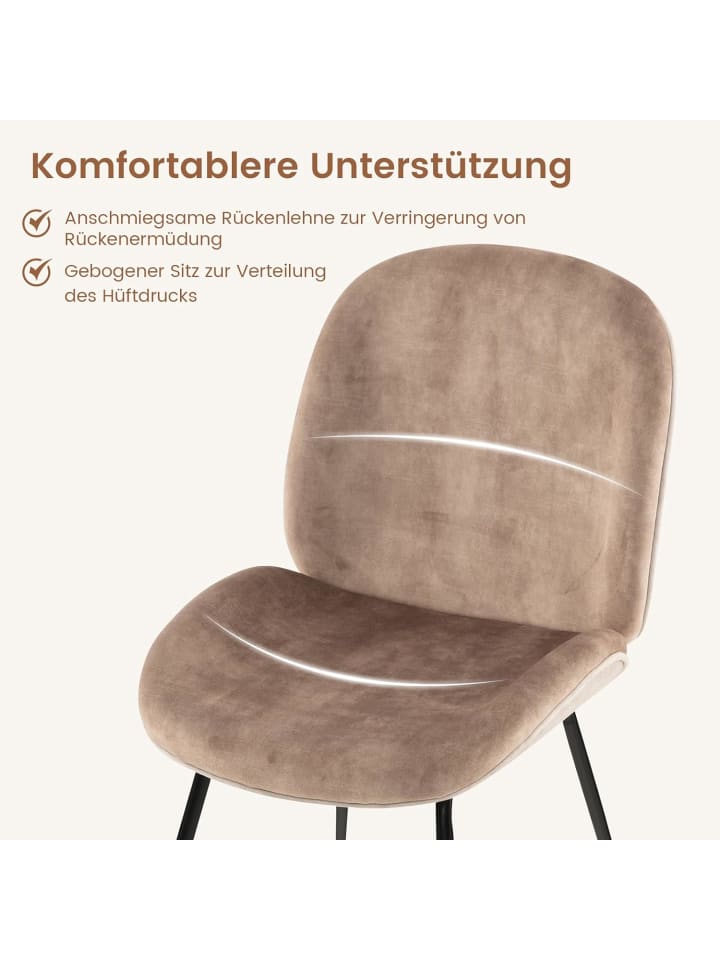 COSTWAY 2er Set Esszimmerstühle in Hellbraun günstig kaufen onesize