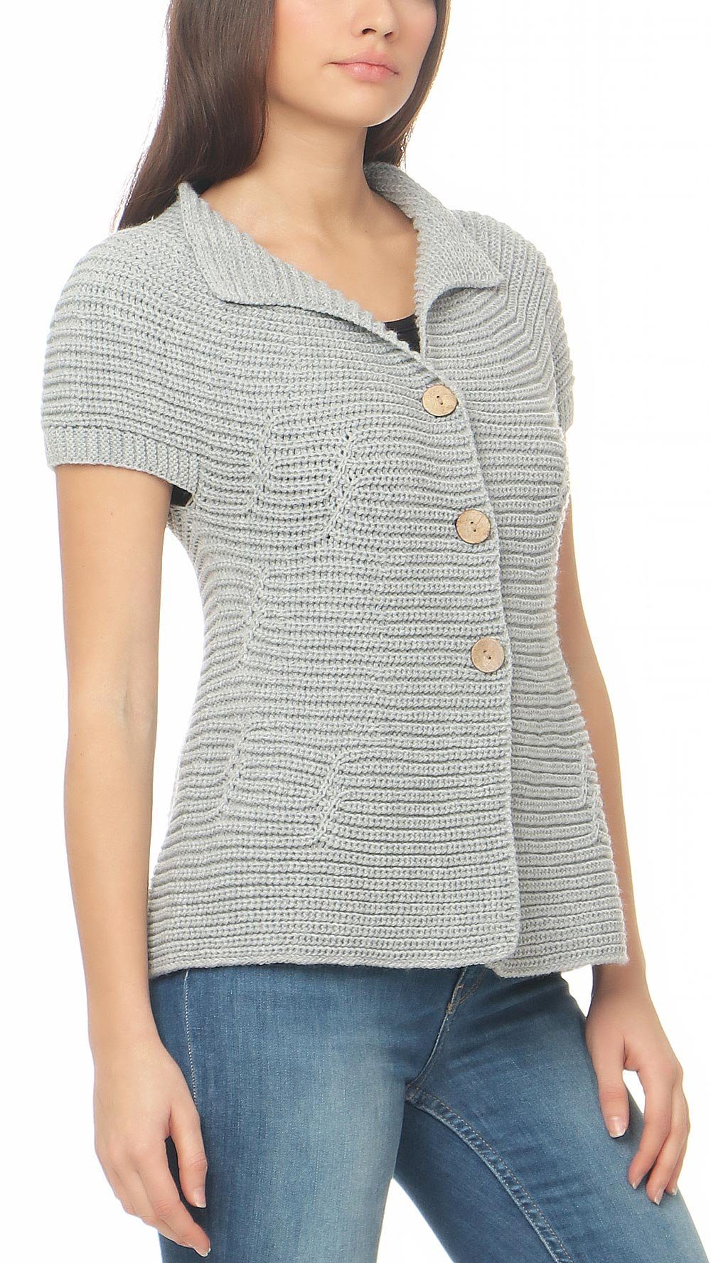 malito more than fashion Strickweste 5060 kurzarm Strickjacke mit Knöpfen Einheitsgröße