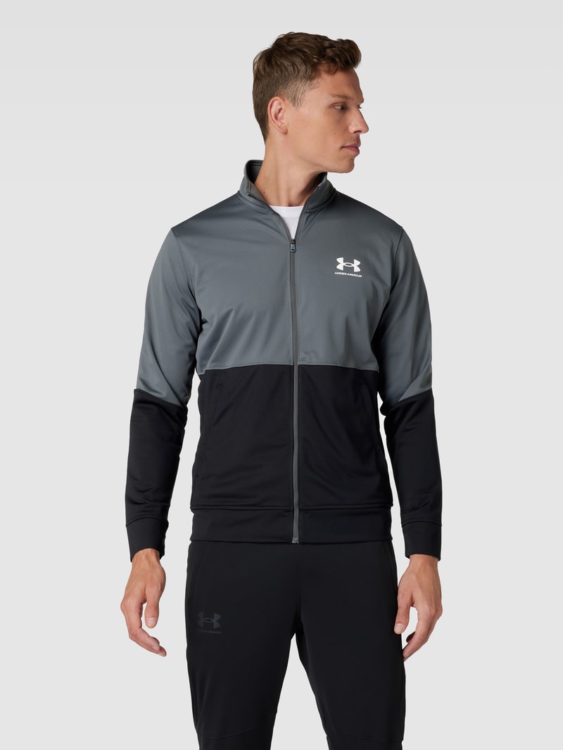 Sweatjacke mit Stehkragen in graphit