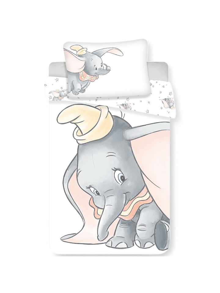 Disney 2-tlg.Set: Kinderbettwäsche Disney Klassik Dumbo in Weiß günstig kaufen 100