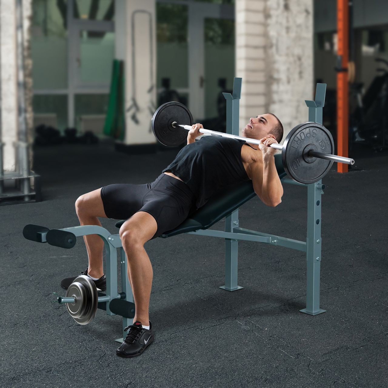 HOMCOM Multi Trainingsbank Hantelbank Schrägbank Kraftstation Fitness Fitnessgerät Stahl 165 x 68 x 114 cm