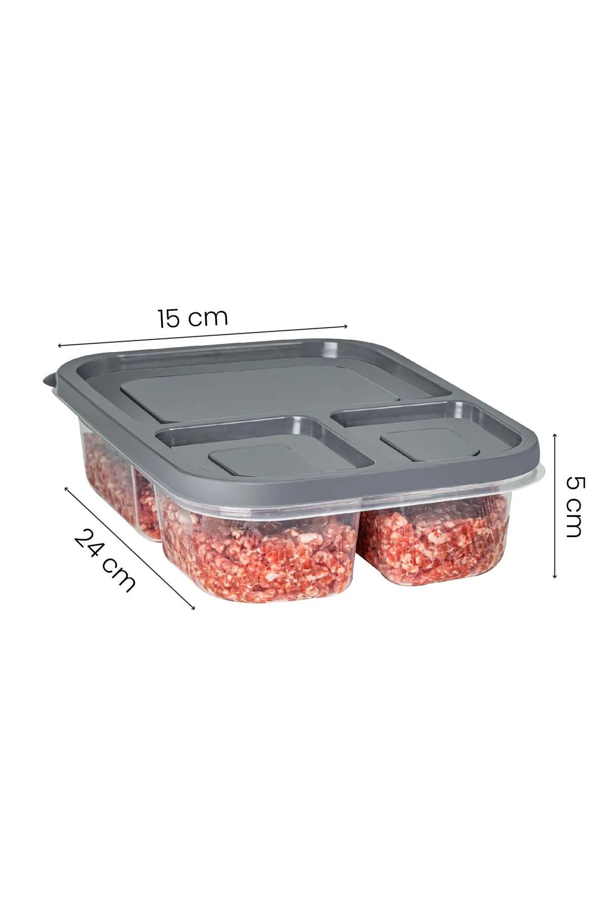 Viwares  VİWARES 6 STÜCK 3 FACH 1,15 LT RECHTECKIGE AUFBEWAHRUNGSBOX ANTHRAZIT