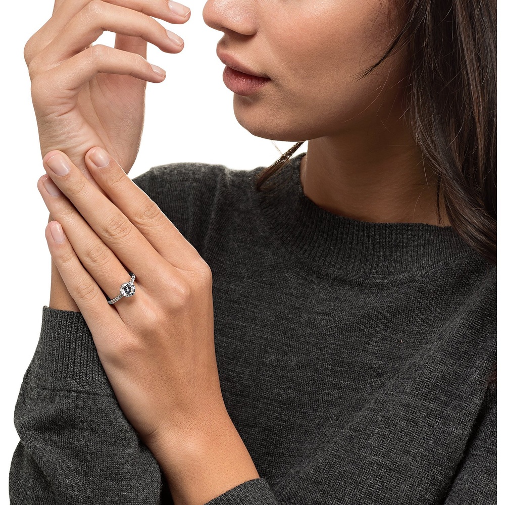 FAVS Bague pour femme 375 Or blanc or blanc Bague