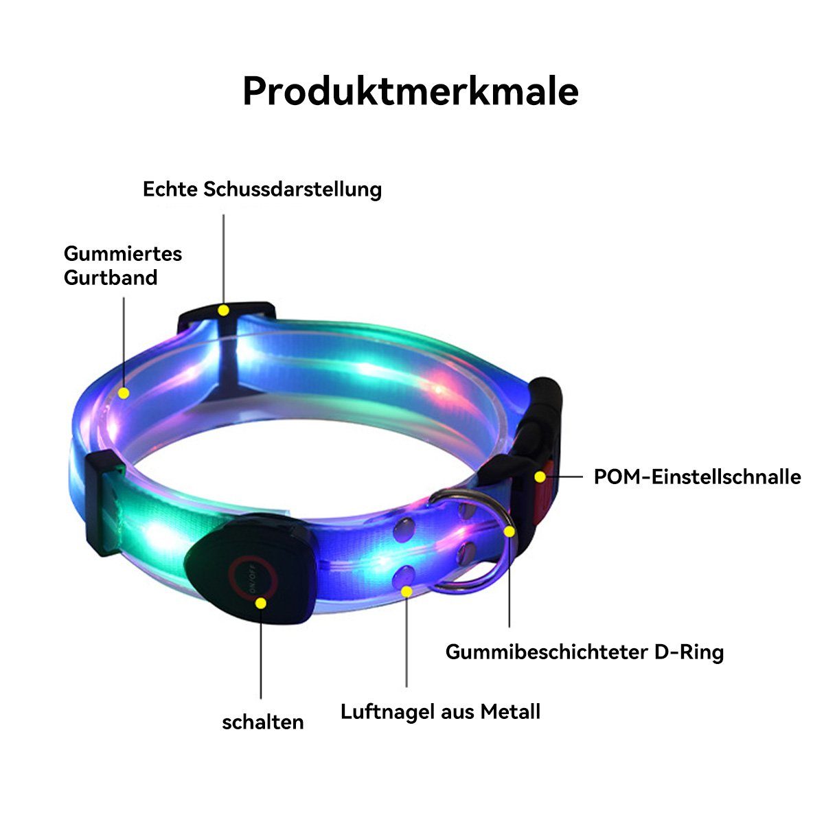 Welikera Führleine Halsband,Led-Leine, USB stark und verschleißfest Wasserdicht
