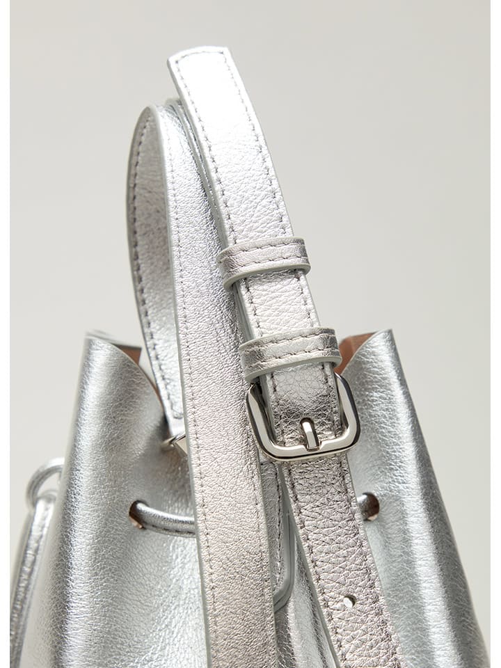 STEFANEL Leder-Umhängetasche in Silber günstig kaufen onesize