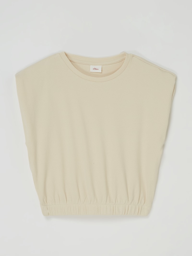 Top mit Rippenstruktur in offwhite
