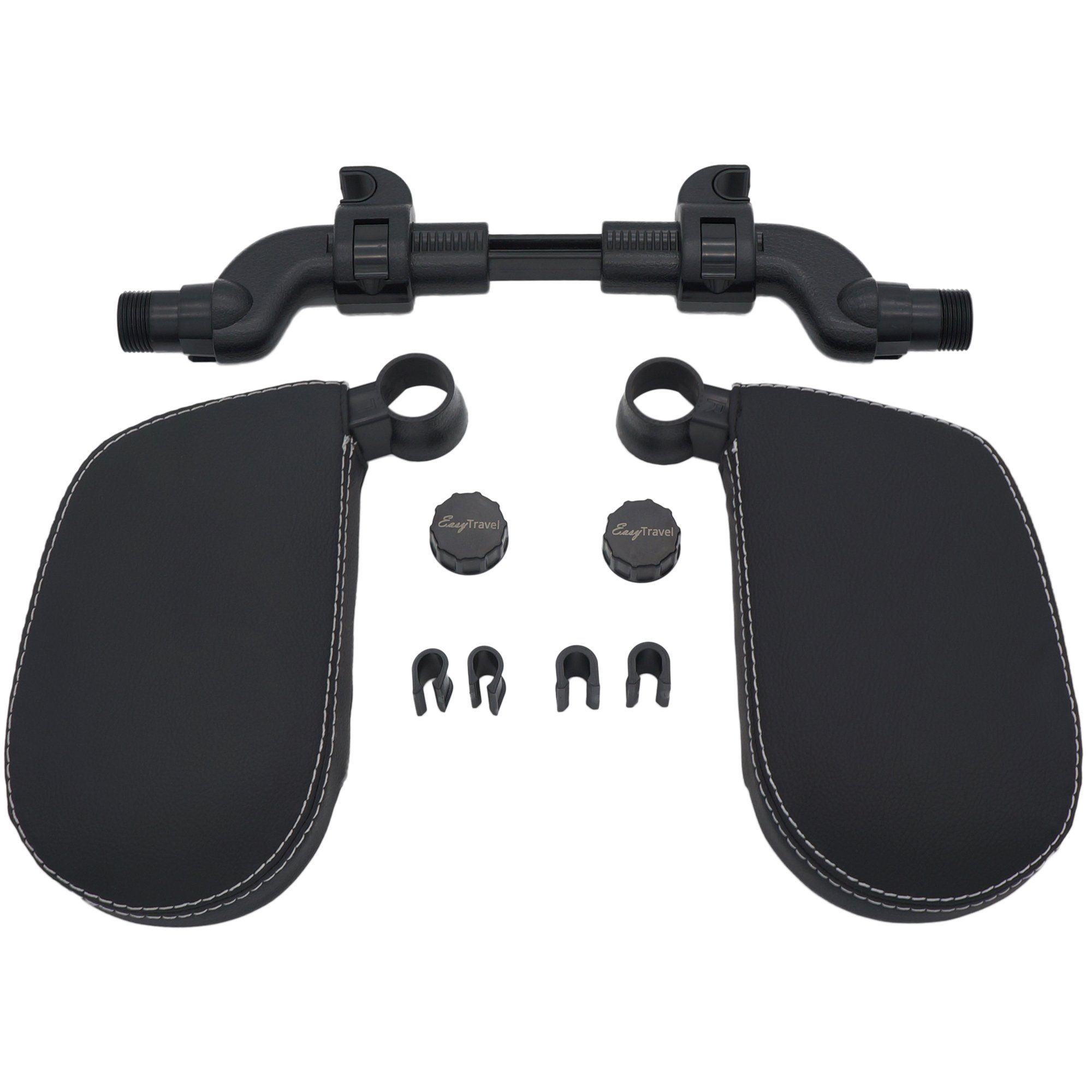 EasyTravel EasyTravel ergonomisches Auto Reise Kopfkissen - Kunstleder schwarz / Camping Sat-Anlage