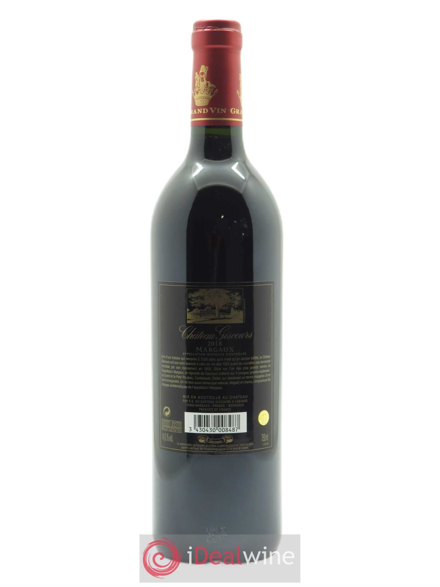 Château Giscours 3ème Grand Cru Classé (CBO à partir de 12 bts) 2018 - Lot de 1 Bouteille