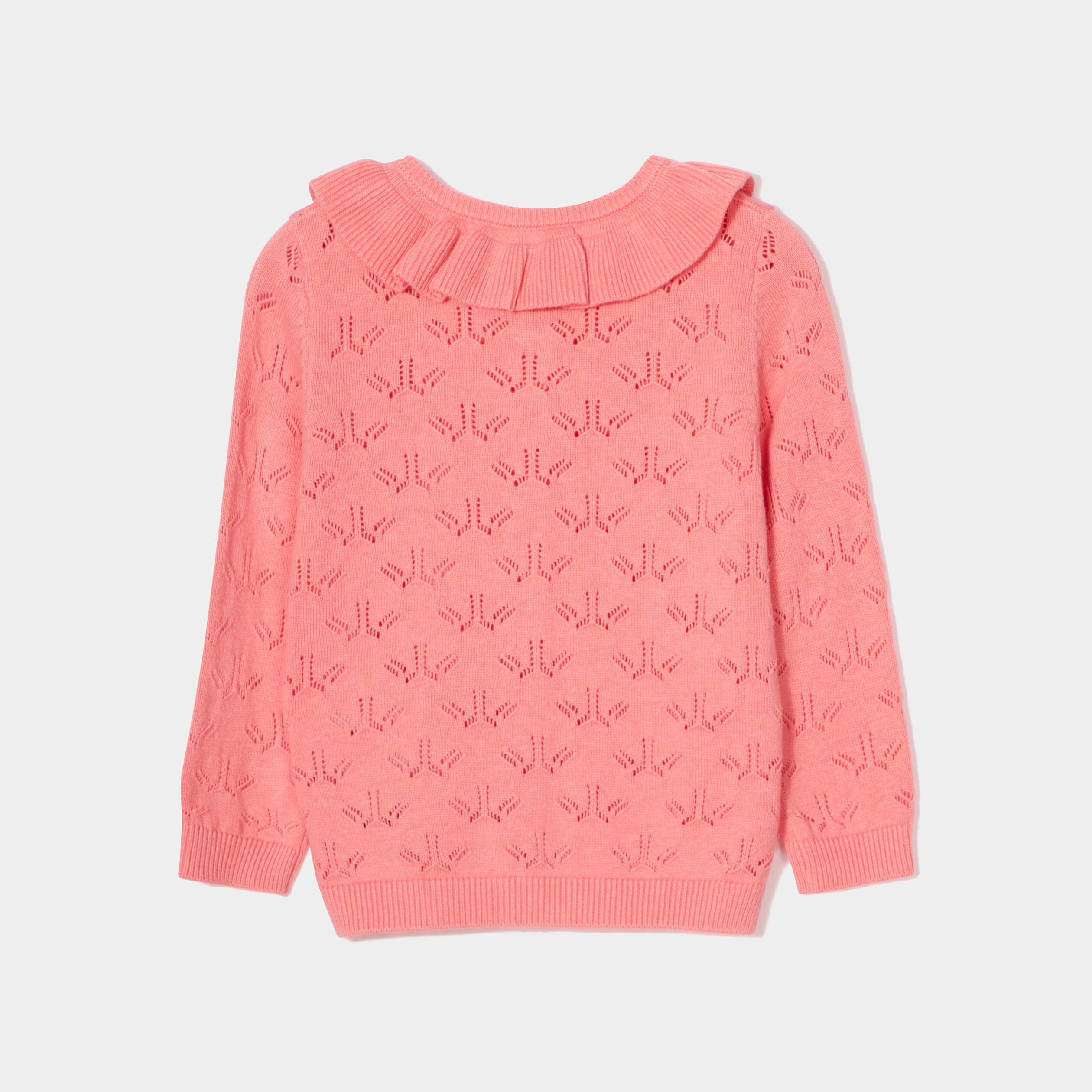 Gilet ajouré col à volants coton Creeks rose bébé fille | La Halle