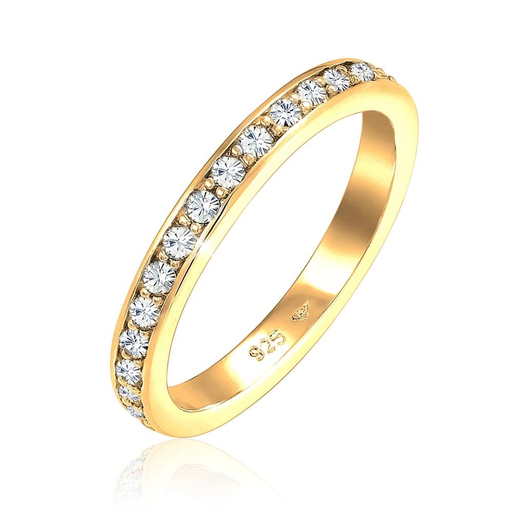 Elli Elli Bague Femmes bande Memoire avec cristaux en argent sterling 925 Bague