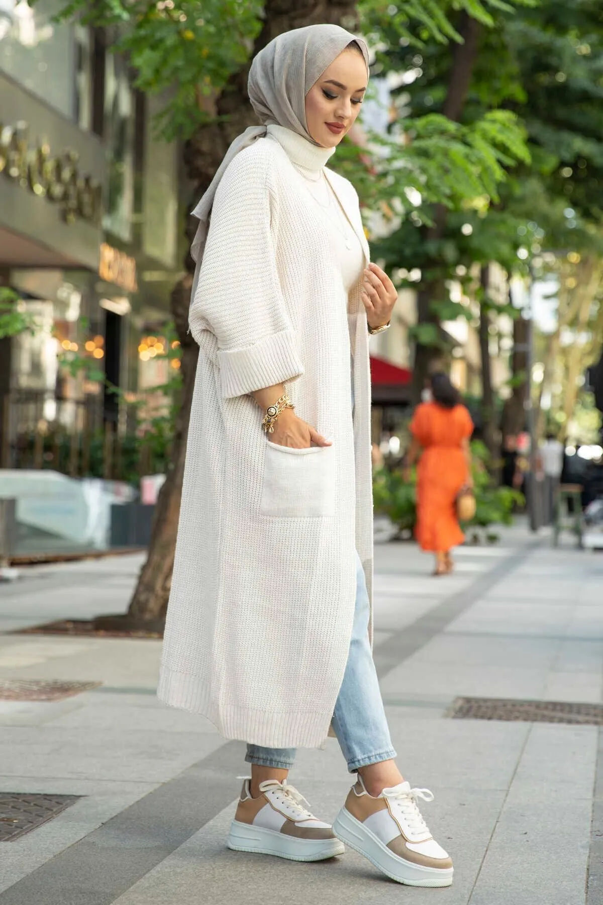 IŞILDA FASHION  Strickjacke - Weiß - Regular Fit