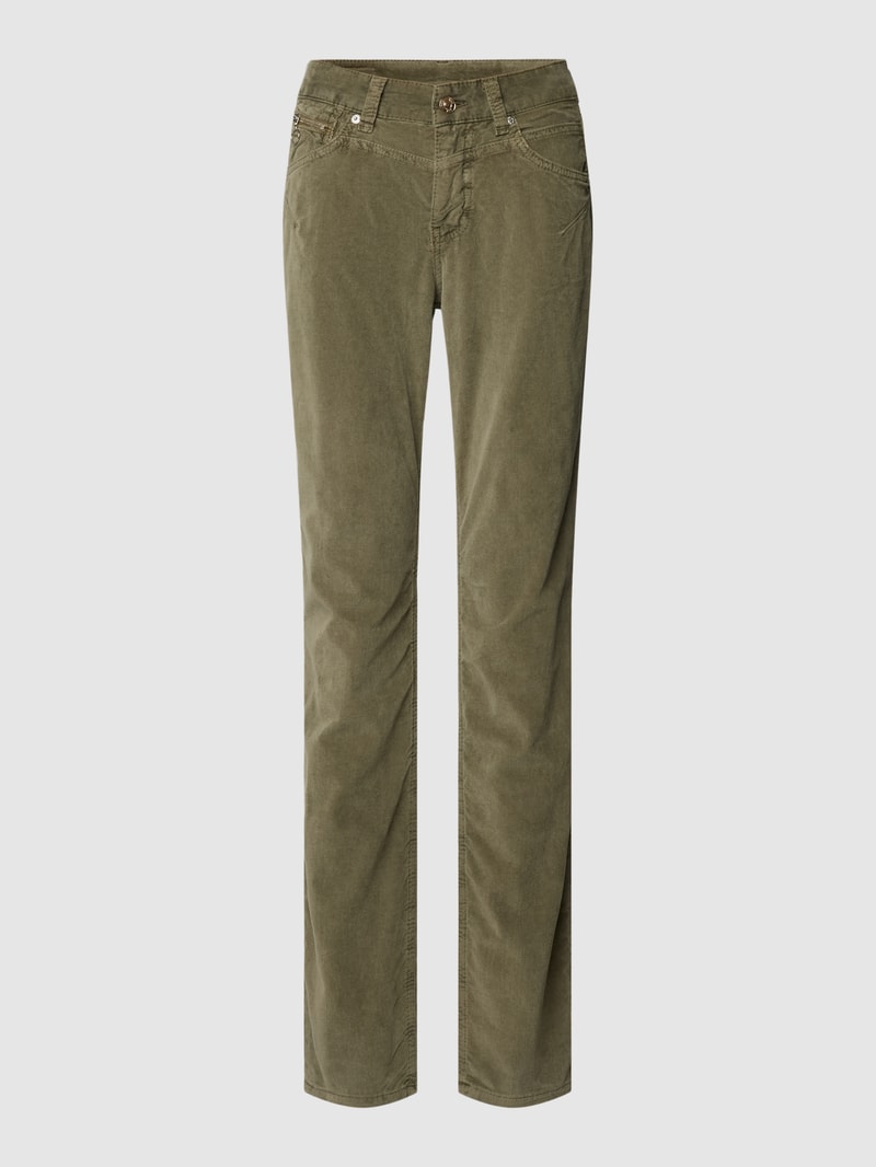 Slim Fit Hose aus Cord mit Reißverschlusstasche in khaki