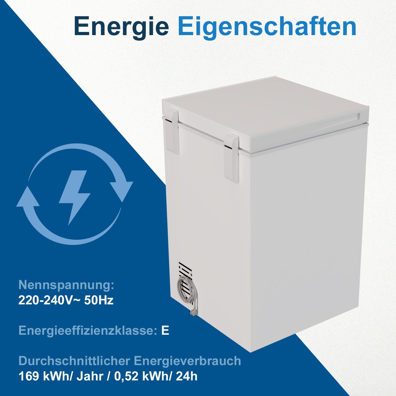 TroniTechnik Gefriertruhe BORGAR 110, 85 cm breit, 100 l, inkl. Einlegekorb, 100 Liter Volumen und Gefrierleistung von 4,5kg/h