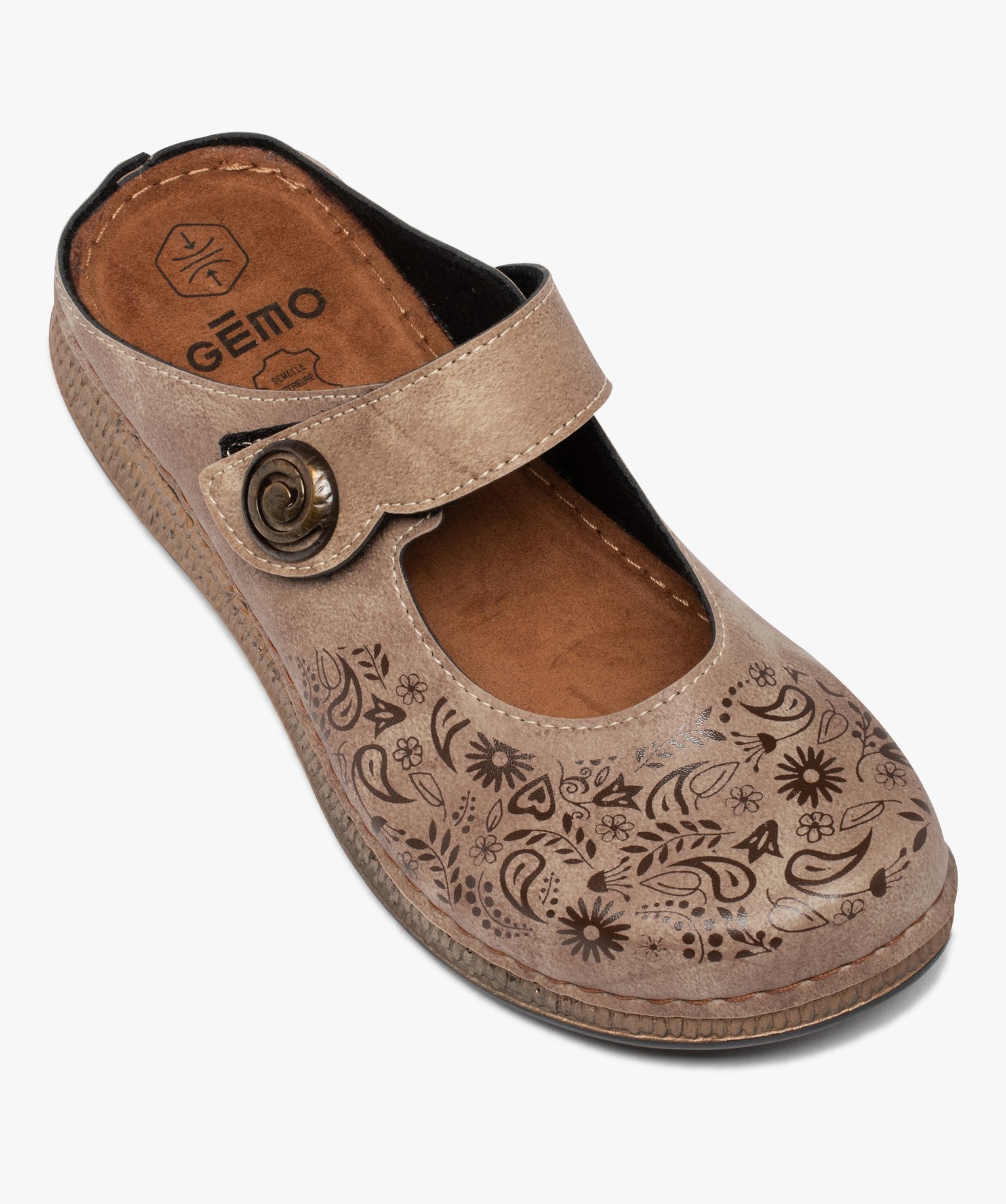 Sabots confort femme à bride scratch ajustable taupe | GEMO