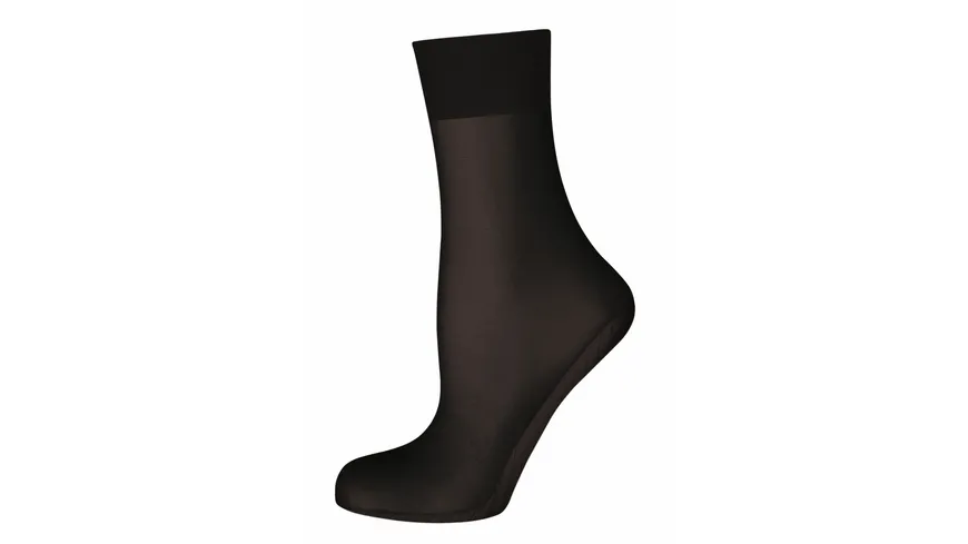 ELBEO Damen Söckchen mit Baumwoll-Sohle Seidenmatt 20 DEN schwarz
