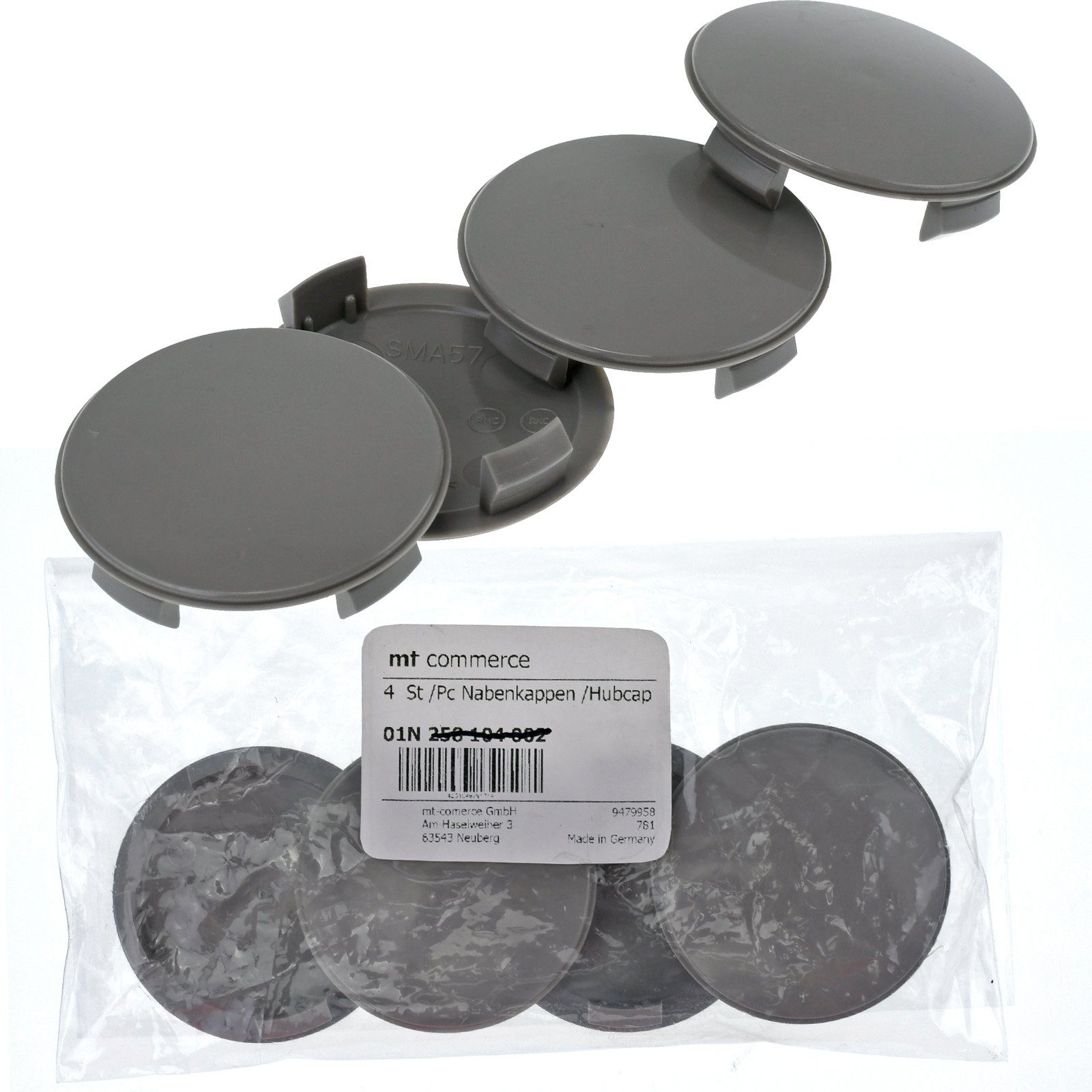 RKC Radkappe 4X 56,5mm Nabenkappen Radnaben Kappen Grau Gewölbt für Smart 451 453