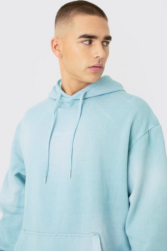 Oversize Trainingsanzug mit Man-Stickerei und Kapuze