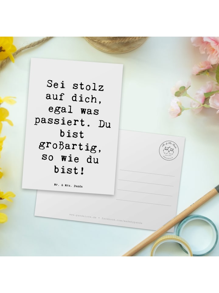 Mr. & Mrs. Panda Postkarte Spruch Mit Enttäuschungen umgehen Sto... in Weiß günstig kaufen onesize