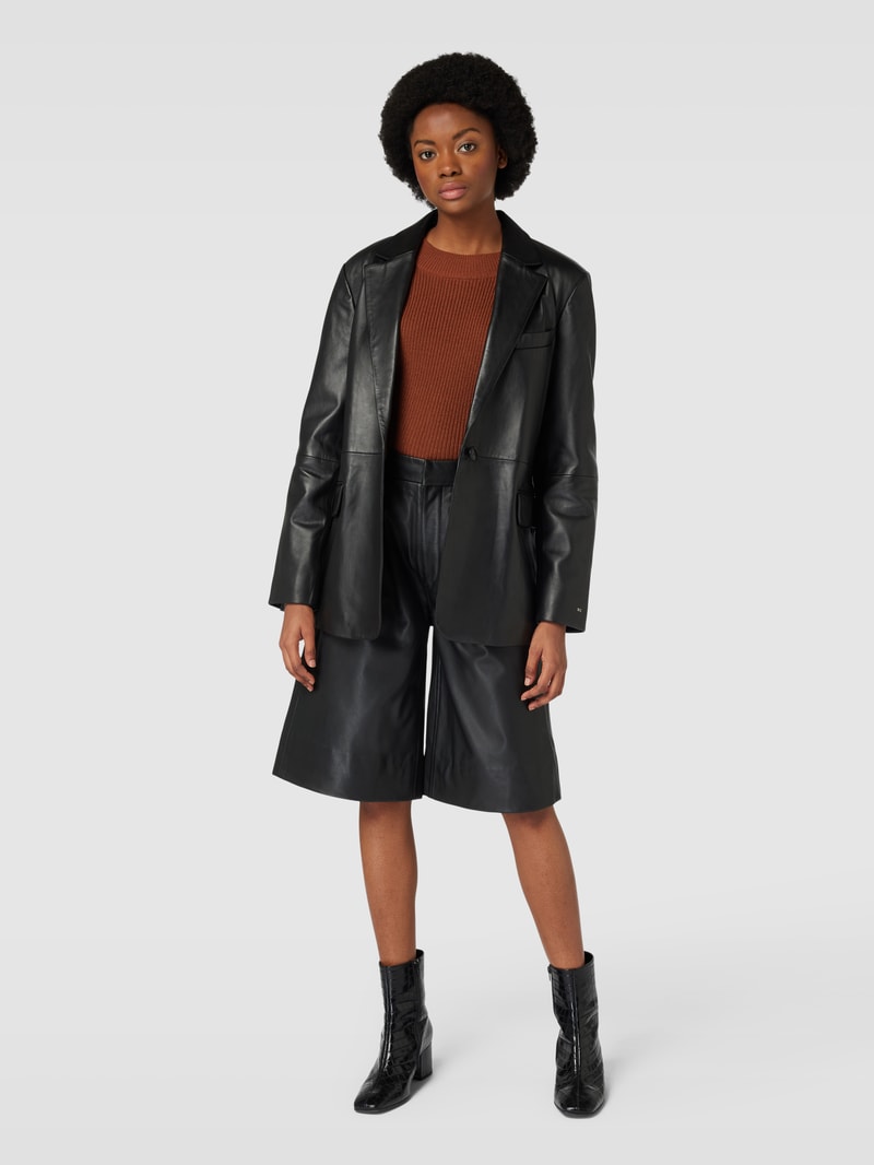 Blazer in Leder-Optik in schwarz