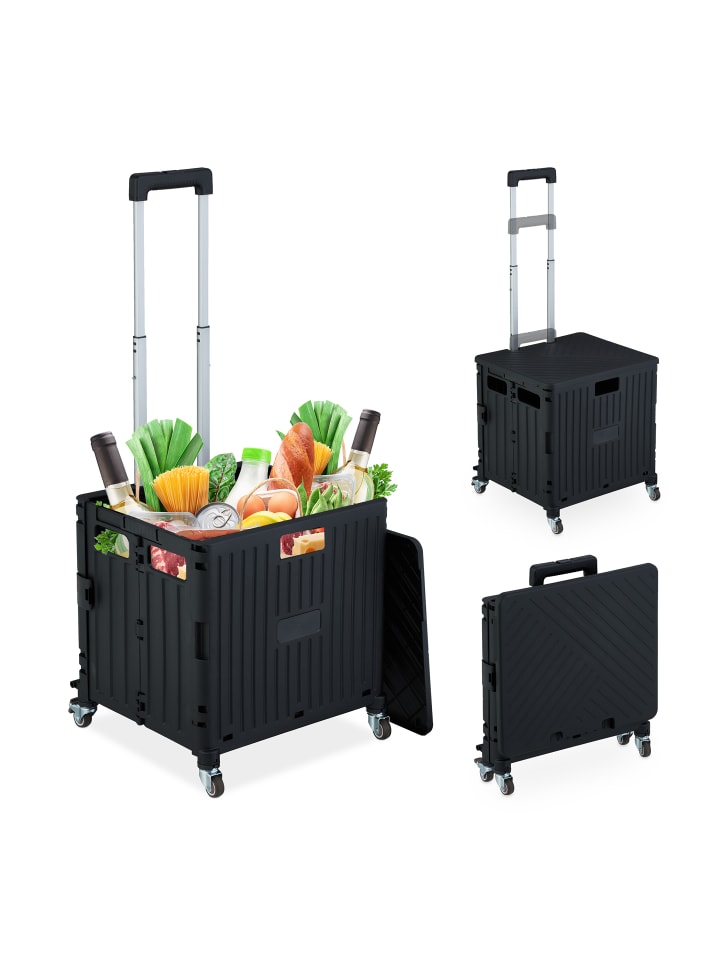 relaxdays Einkaufstrolley in Schwarz günstig kaufen onesize