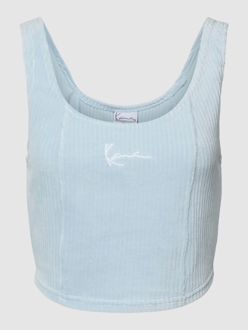 Crop Top mit Logo-Stitching in hellblau
