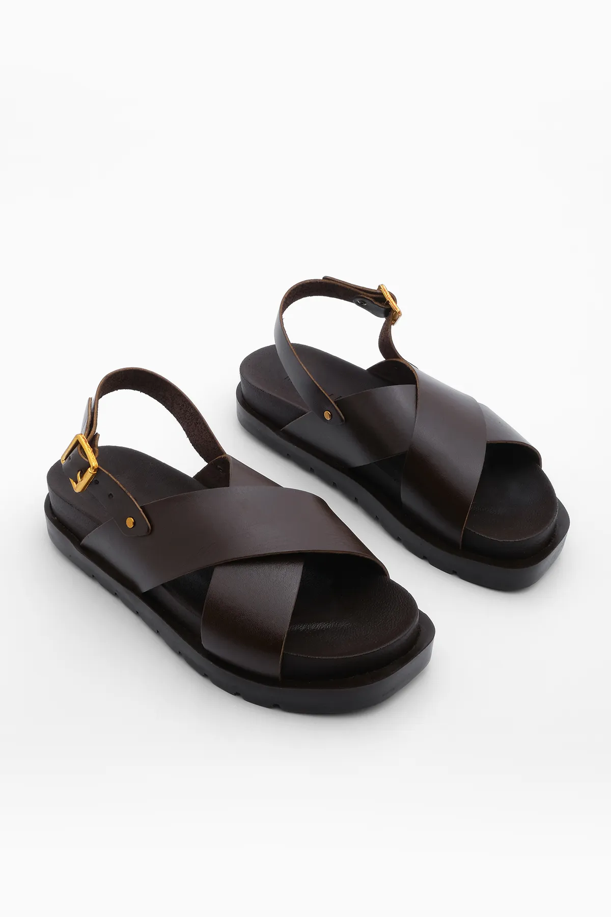 Marjin  Damen-Damensandalen mit Kreuzriemen Usre Brown