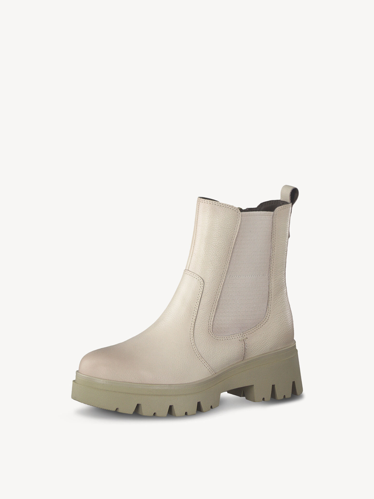 Bottine Chelsea en cuir - beige
