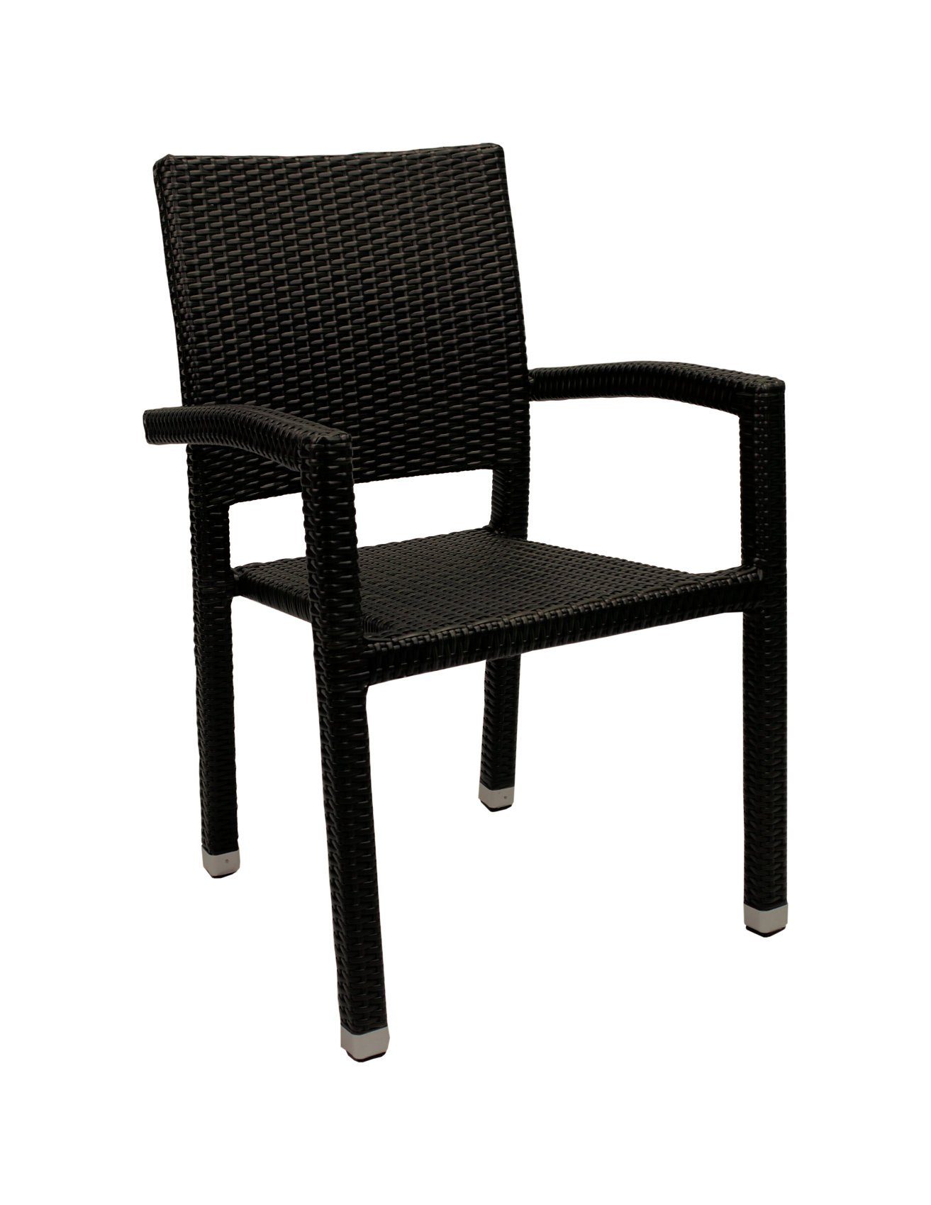 Konway Stapelstuhl PORTO (4 St), 4x KONWAY® PORTO Stapelsessel Schwarz Premium Polyrattan Sessel