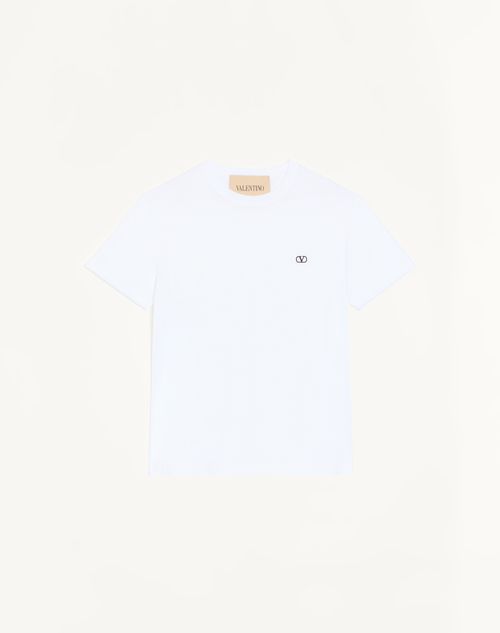 Valentino bomulds-T-shirt med V-logo-broderi