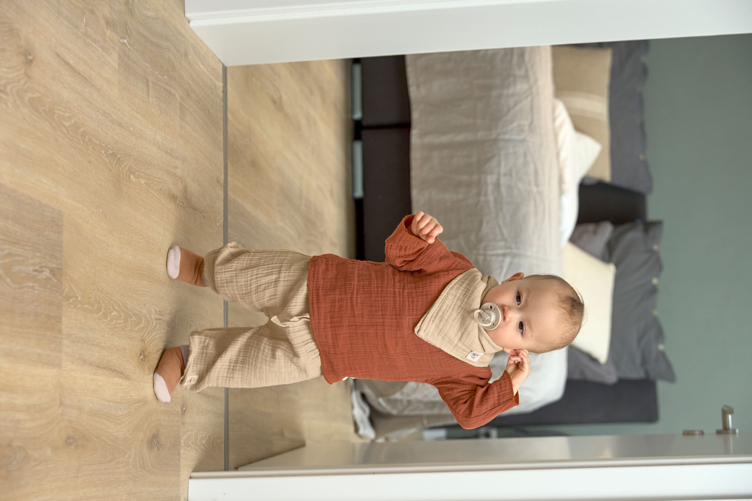 Baby Langarmshirt - Bio Baumwolle, Rostrot