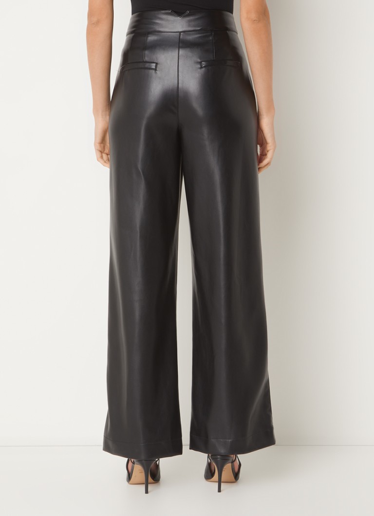 Aaiko  Sonja high waist wide fit pantalon van imitatieleer