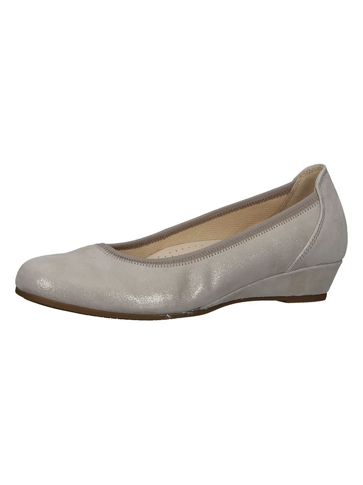 Gabor Leder-Keilballerinas in Grau günstig kaufen