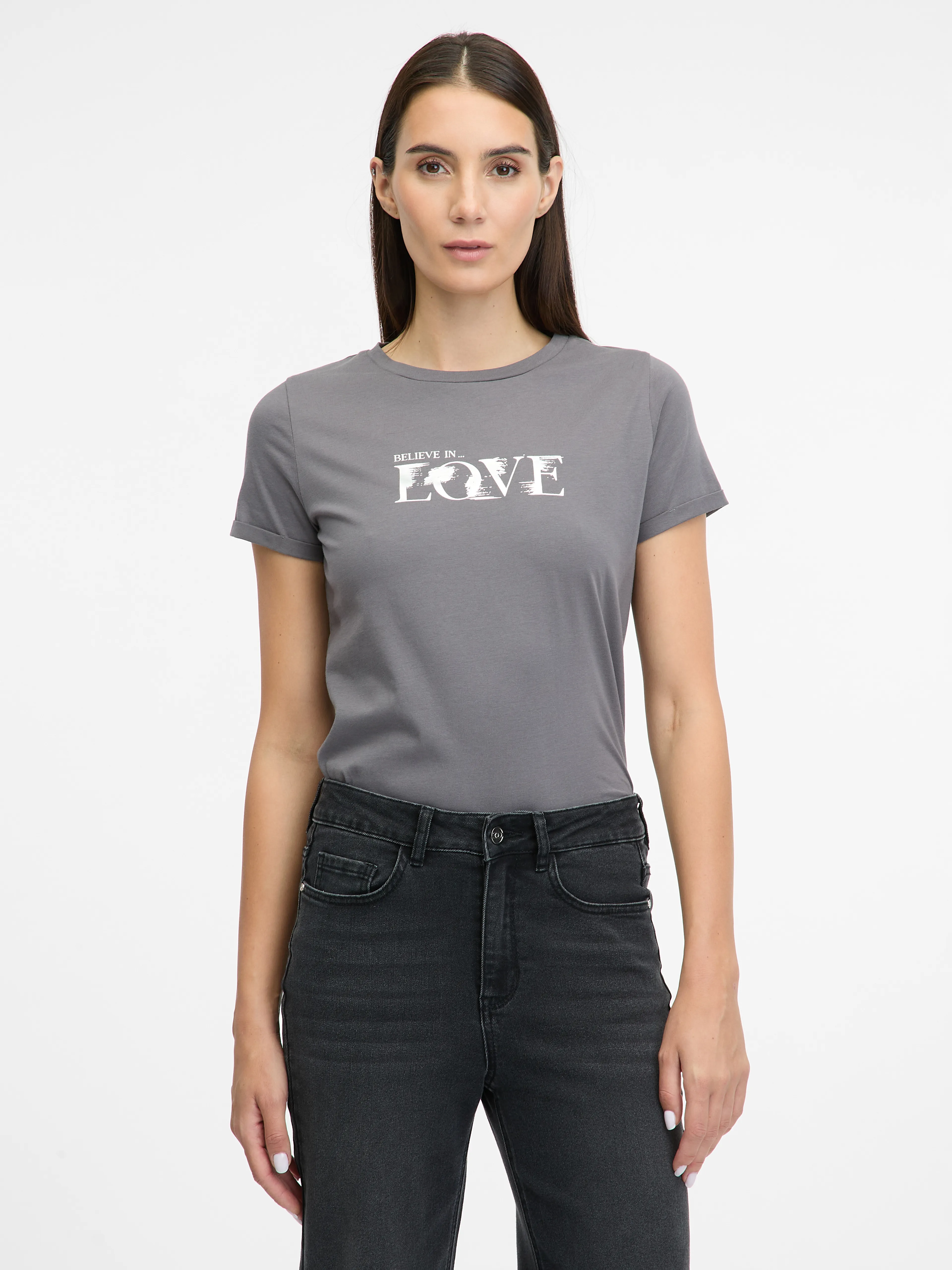 Graues Damen-Kurzarm-T-Shirt ORSAY