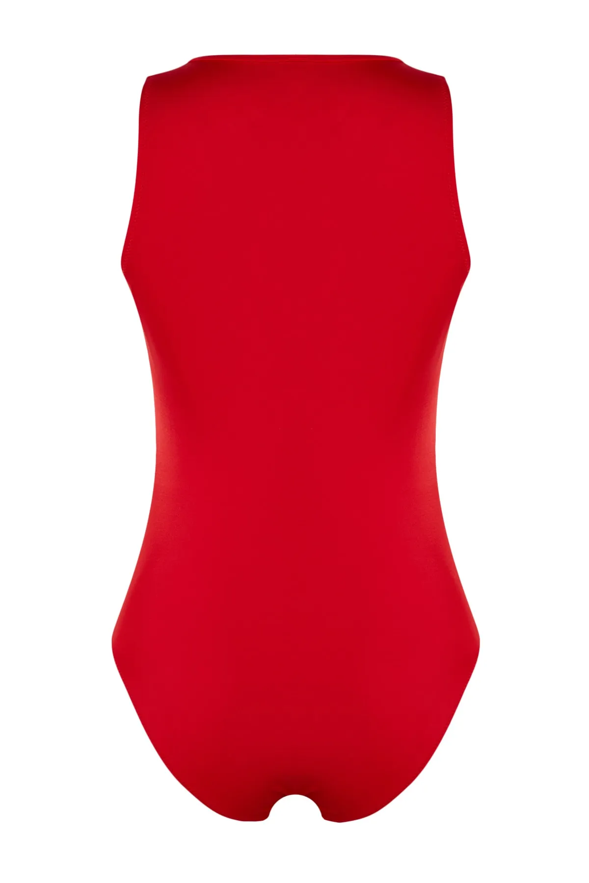 Trendyol Collection  Roter Neckholder-Badeanzug mit Reißverschluss und normalem Bein TBESS21MA0013