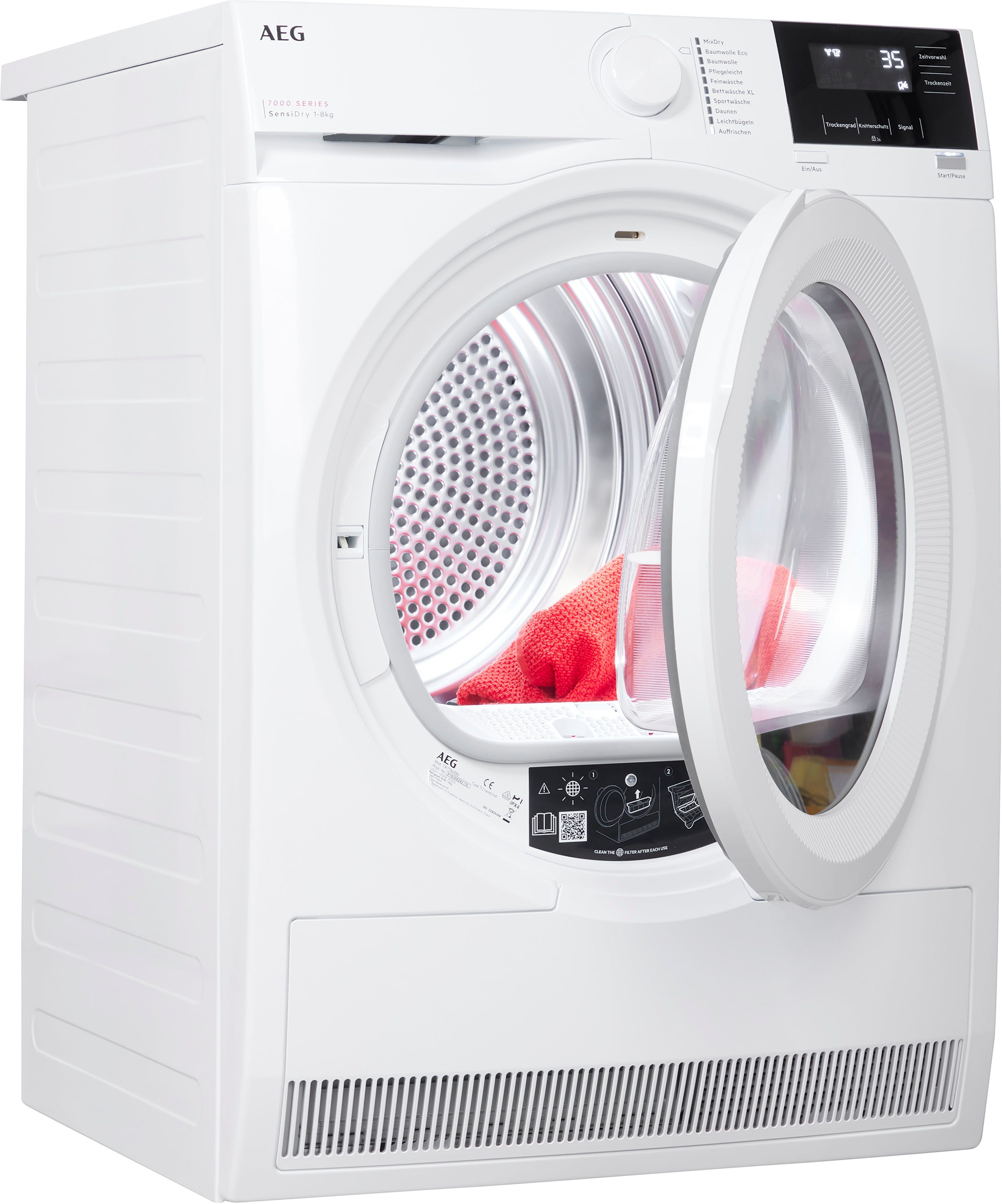 AEG Wärmepumpentrockner 7000 TR7T60580, 8 kg, SensiDry® - schonend und energiesparend durch Wärmepumpentechnik