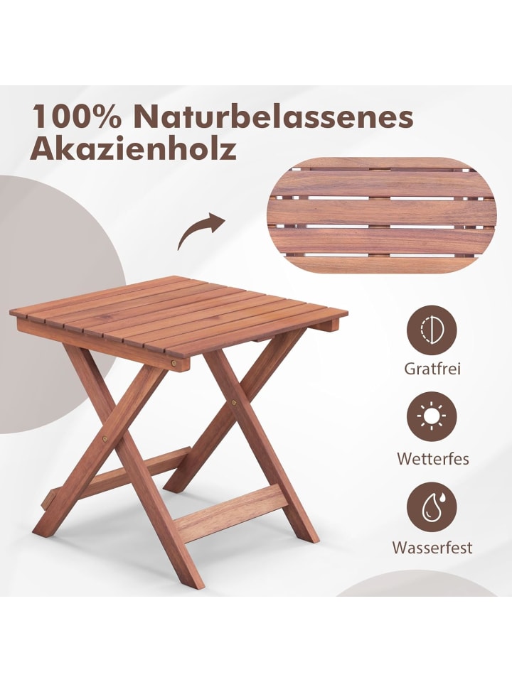 COSTWAY Gartentisch Akazienholz 46x46x45cm in Braun günstig kaufen onesize