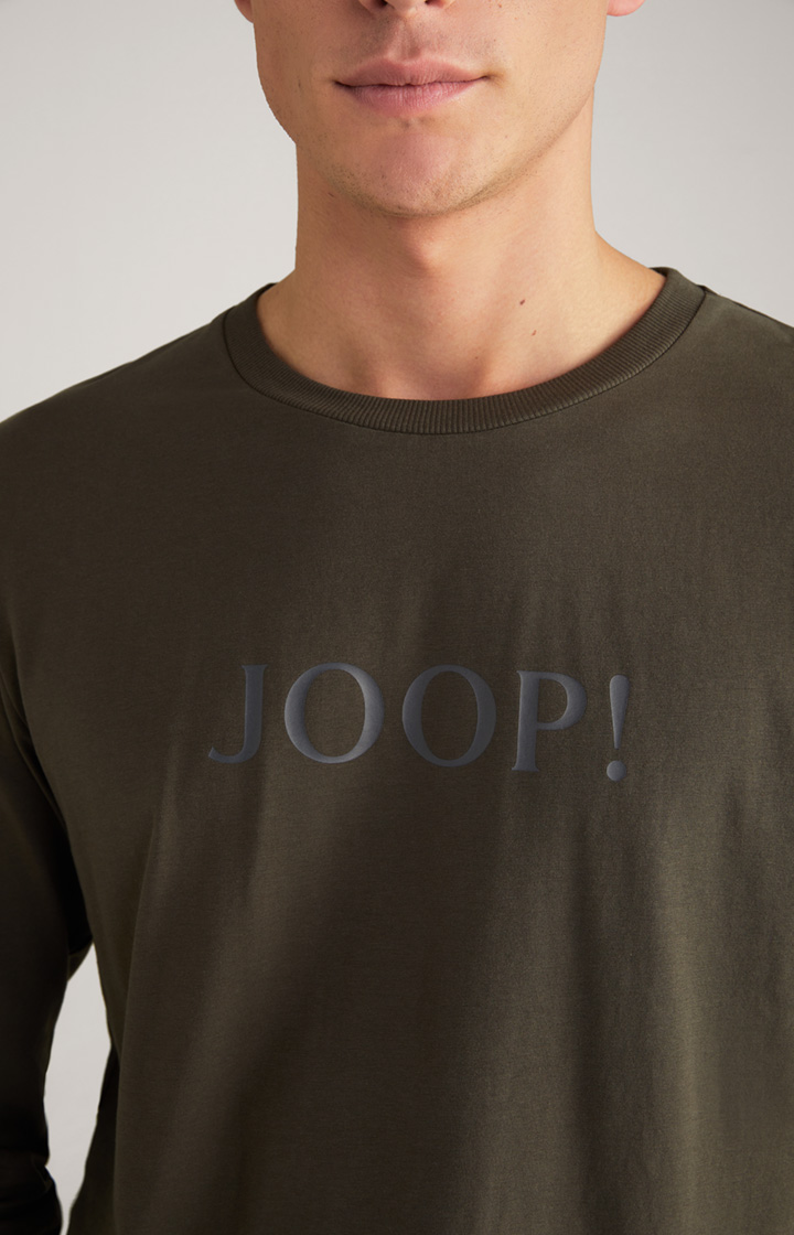 Loungewear Longsleeve in Dunkelgrün-Braun
