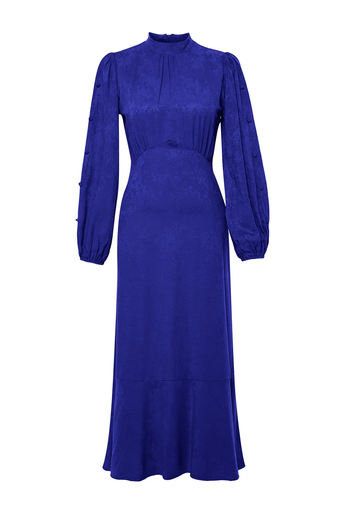 Trendyol Modest  Marineblaues Jacquard-Kleid mit Blumenmuster TCTSS24EB00064