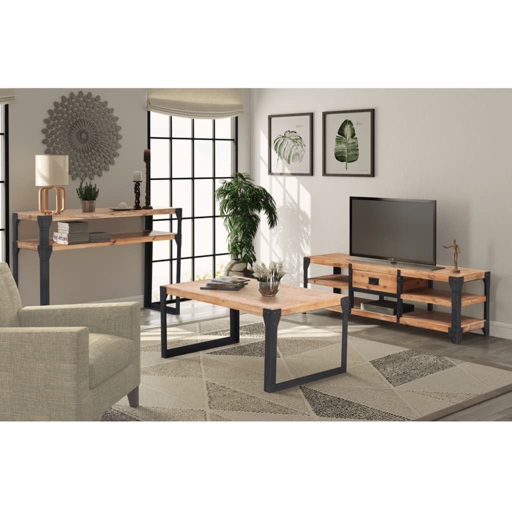 vidaXL Wohnzimmer-Set 3-tlg. Wohnzimmermöbel-Set Akazienholz Massiv, (3-St)