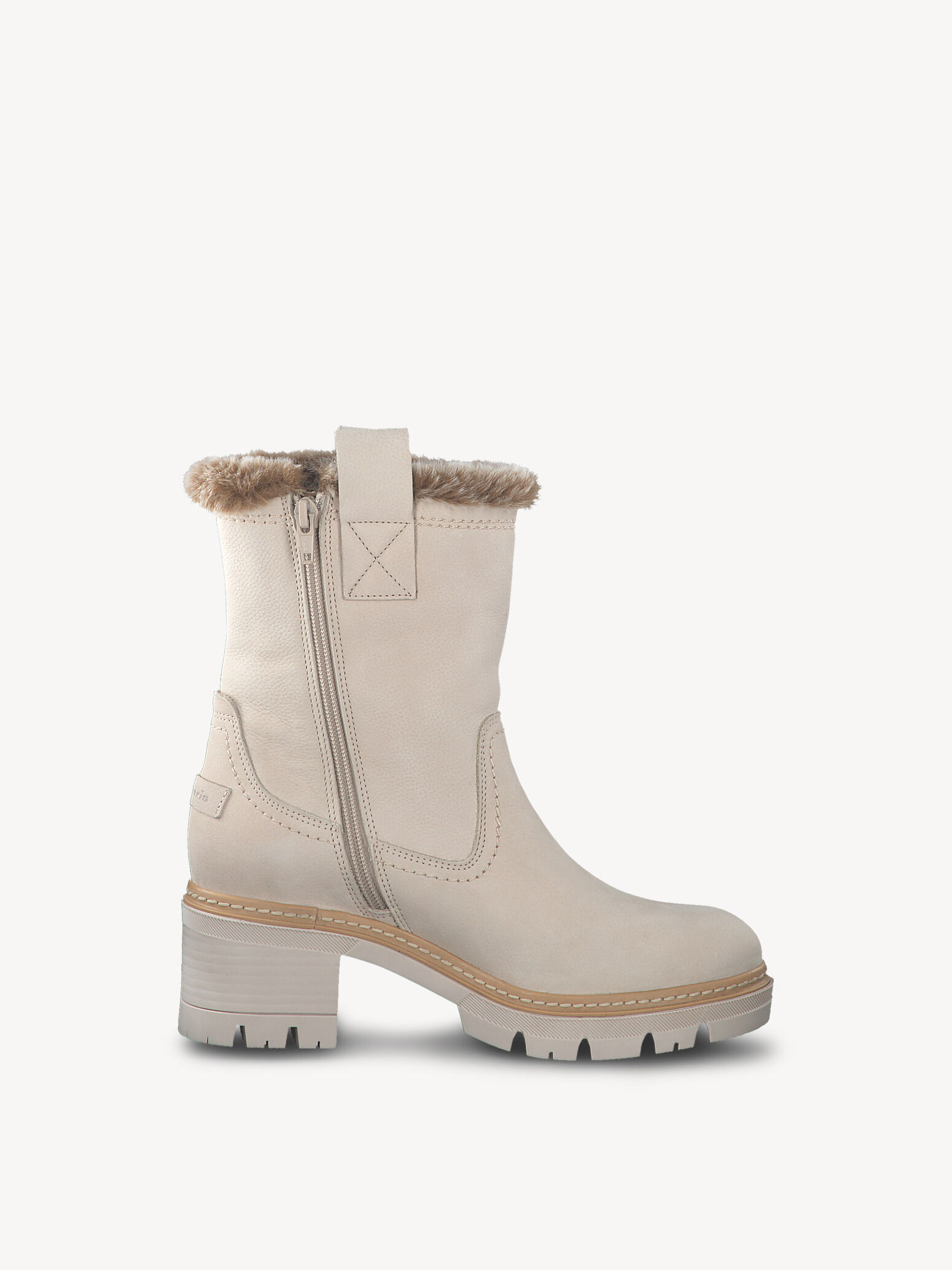 Bottine en cuir - beige doublure chaude