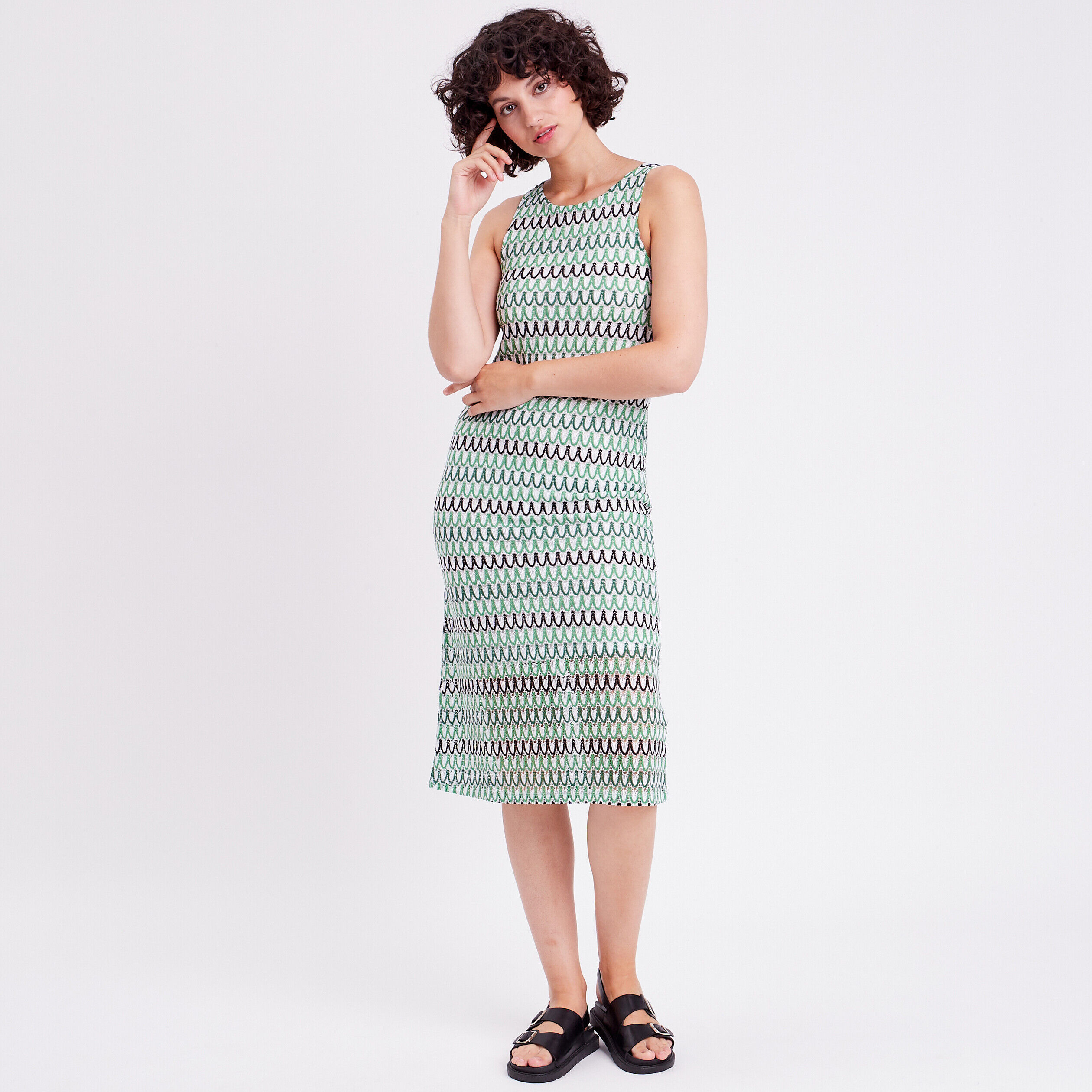 Robe droite ajourée vert femme | Cache Cache